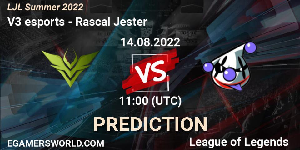 V3 esports - Rascal Jester: ennuste. 14.08.22, LoL, LJL Summer 2022