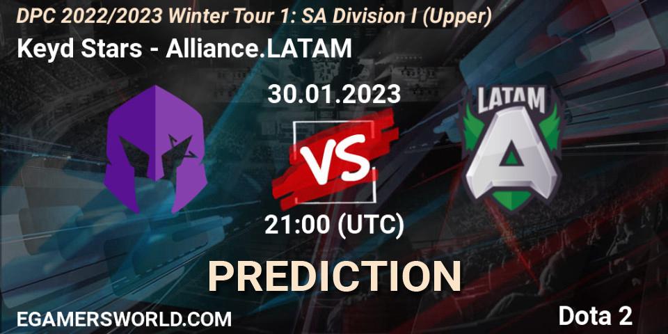 Keyd Stars - Alliance.LATAM: ennuste. 30.01.2023 at 21:05, Dota 2, DPC 2022/2023 Winter Tour 1: SA Division I (Upper) 