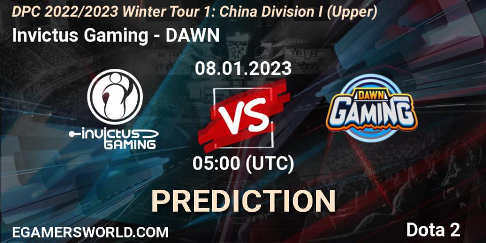 Invictus Gaming - DAWN: ennuste. 08.01.2023 at 05:05, Dota 2, DPC 2022/2023 Winter Tour 1: CN Division I (Upper)