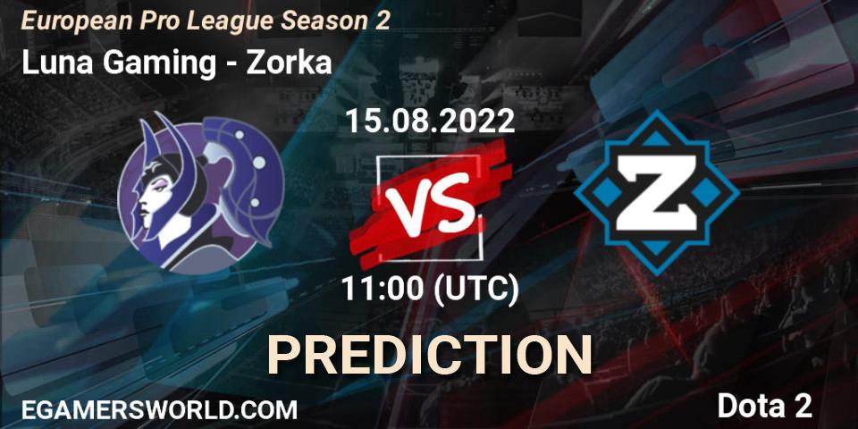 Luna Gaming - Zorka: ennuste. 15.08.2022 at 11:00, Dota 2, European Pro League Season 2