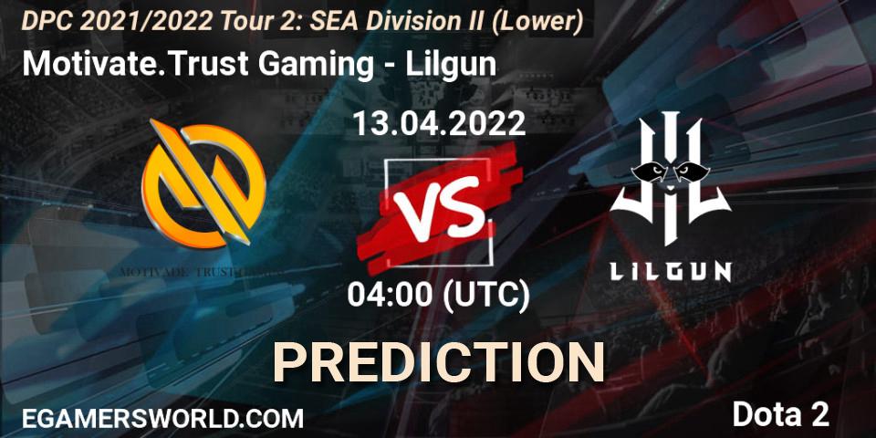 Motivate.Trust Gaming - Lilgun: ennuste. 13.04.2022 at 04:01, Dota 2, DPC 2021/2022 Tour 2: SEA Division II (Lower)