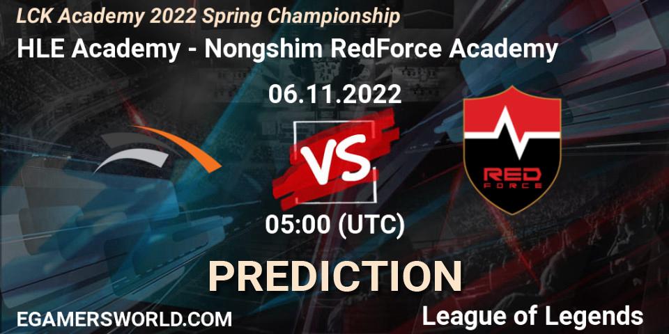 HLE Academy - Nongshim RedForce Academy: ennuste. 06.11.2022 at 05:00, LoL, LCK Academy 2022 Spring Championship