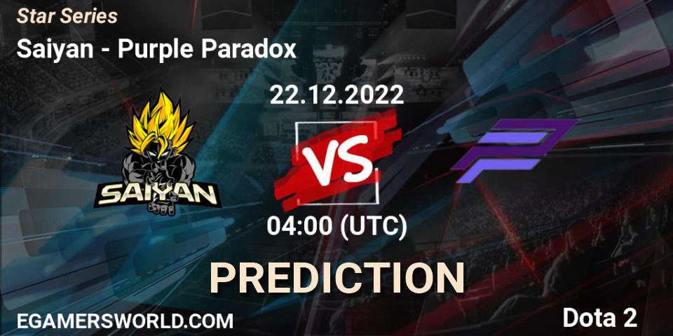 Saiyan - Purple Paradox: ennuste. 22.12.2022 at 04:00, Dota 2, Star Series