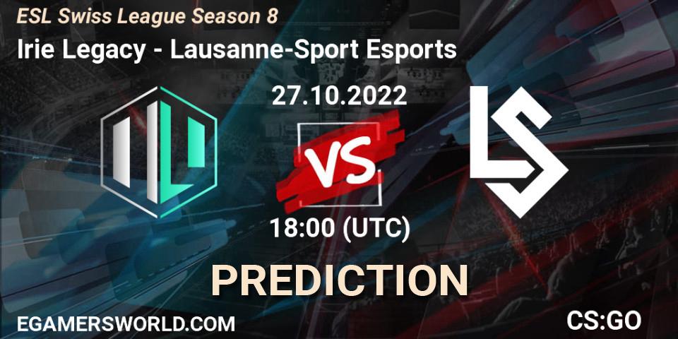 Irie Legacy - Lausanne-Sport Esports: ennuste. 27.10.2022 at 18:00, Counter-Strike (CS2), ESL Swiss League Season 8