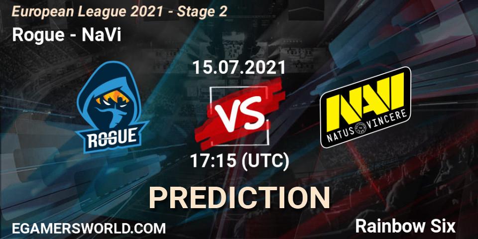 Rogue - NaVi: ennuste. 15.07.21, Rainbow Six, European League 2021 - Stage 2