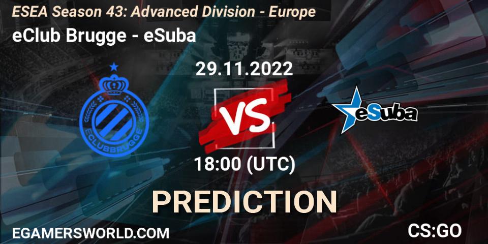 eClub Brugge - eSuba: ennuste. 29.11.22, CS2 (CS:GO), ESEA Season 43: Advanced Division - Europe