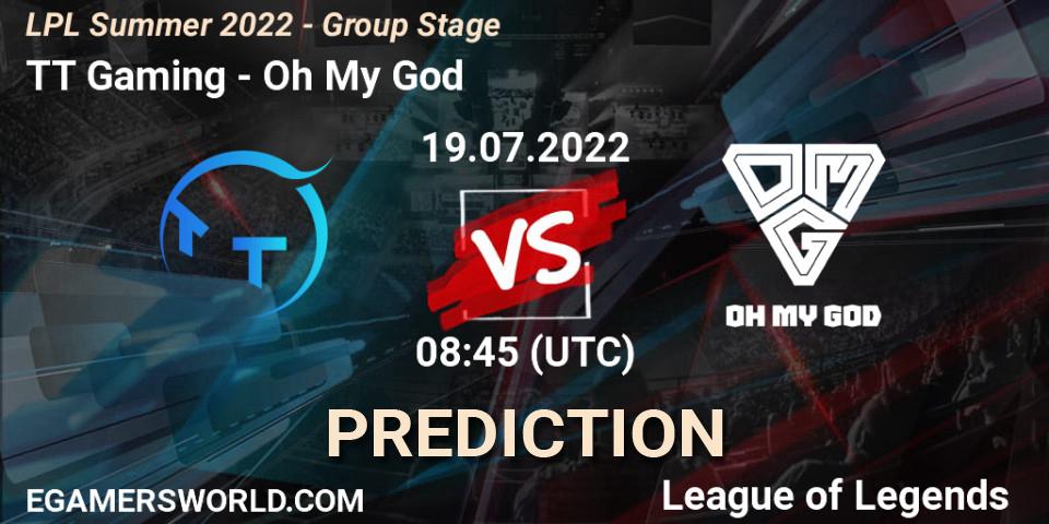 TT Gaming - Oh My God: ennuste. 19.07.2022 at 09:00, LoL, LPL Summer 2022 - Group Stage
