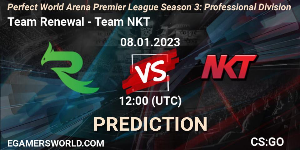 Team Renewal - Team NKT: ennuste. 08.01.2023 at 12:00, Counter-Strike (CS2), Perfect World Arena Premier League Season 3: Professional Division