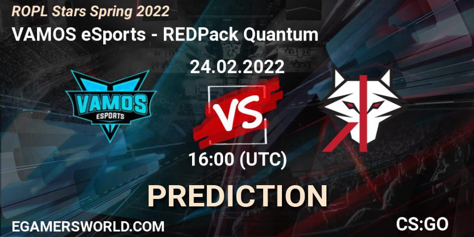VAMOS eSports - REDPack Quantum: ennuste. 24.02.2022 at 19:00, Counter-Strike (CS2), ROPL Stars Spring 2022
