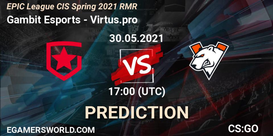 Gambit Esports - Virtus.pro: ennuste. 30.05.21, CS2 (CS:GO), EPIC League CIS Spring 2021 RMR