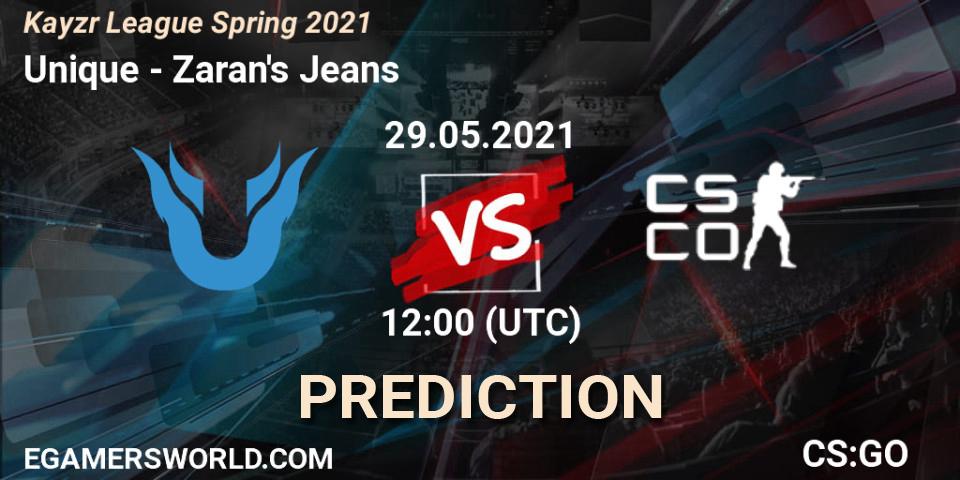 Unique - Zaran's Jeans: ennuste. 29.05.2021 at 12:00, Counter-Strike (CS2), Kayzr League Spring 2021