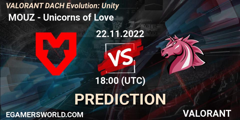  MOUZ - Unicorns of Love: ennuste. 22.11.2022 at 18:00, VALORANT, VALORANT DACH Evolution: Unity