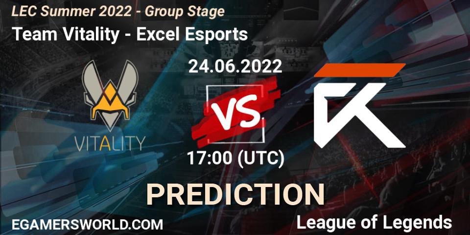 Team Vitality - Excel Esports: ennuste. 24.06.2022 at 17:00, LoL, LEC Summer 2022 - Group Stage