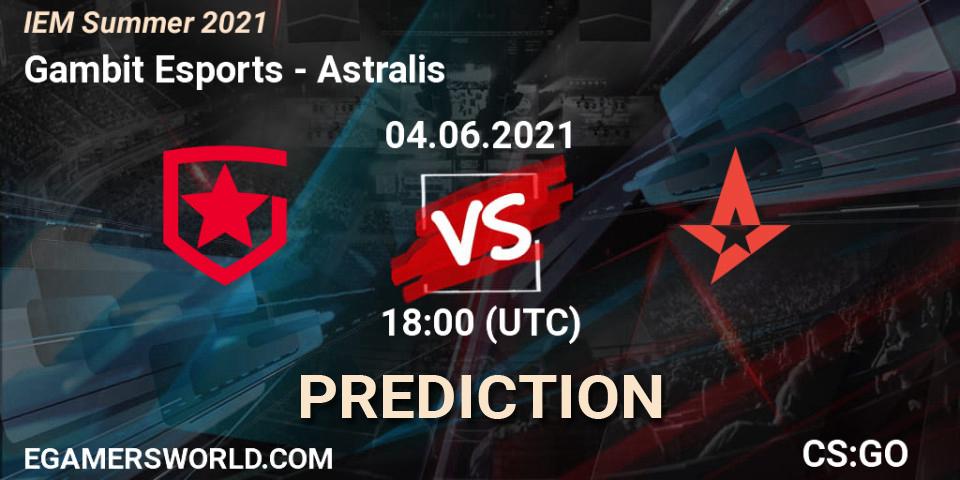 Gambit Esports - Astralis: ennuste. 04.06.2021 at 19:10, Counter-Strike (CS2), IEM Summer 2021