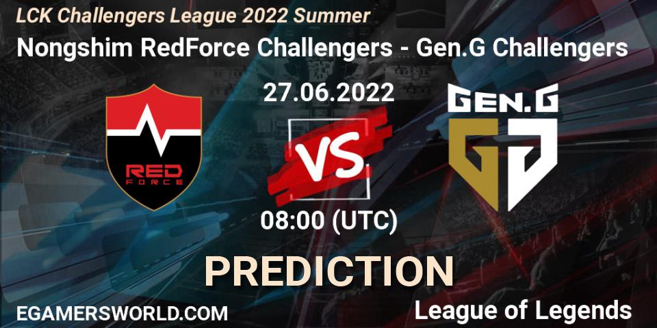 Nongshim RedForce Challengers - Gen.G Challengers: ennuste. 27.06.2022 at 08:00, LoL, LCK Challengers League 2022 Summer