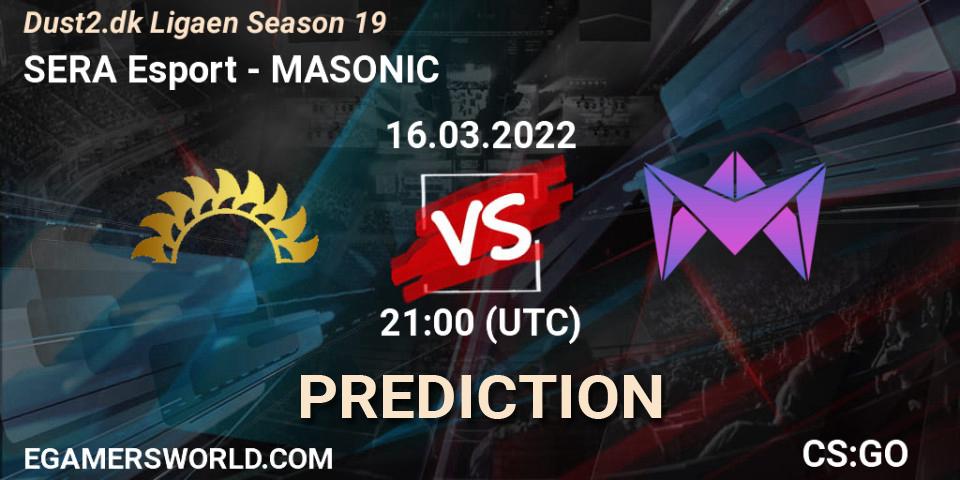 SERA Esport - MASONIC: ennuste. 16.03.2022 at 21:00, Counter-Strike (CS2), Dust2.dk Ligaen Season 19