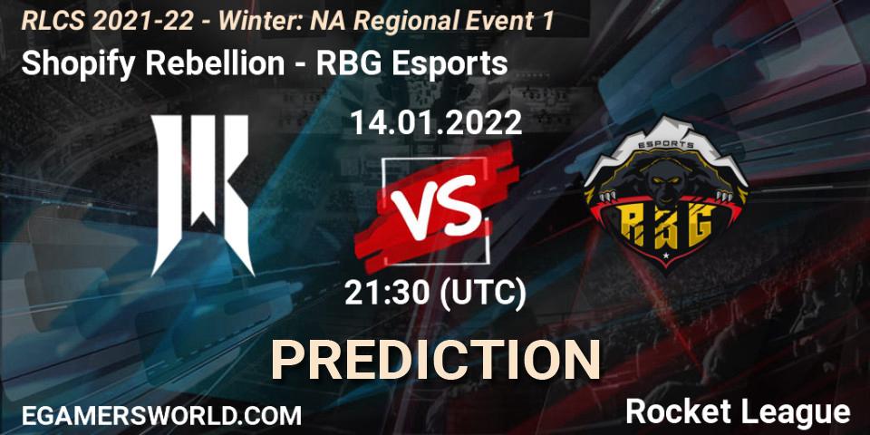 Shopify Rebellion - RBG Esports: ennuste. 14.01.22, Rocket League, RLCS 2021-22 - Winter: NA Regional Event 1