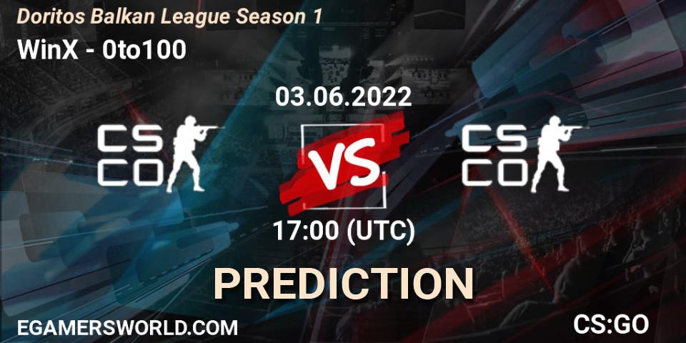 WinX - 0to100: ennuste. 03.06.2022 at 17:00, Counter-Strike (CS2), Doritos Balkan League Season 1