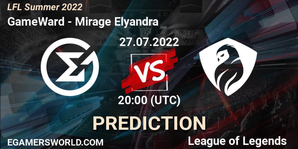 GameWard - Mirage Elyandra: ennuste. 27.07.2022 at 20:15, LoL, LFL Summer 2022