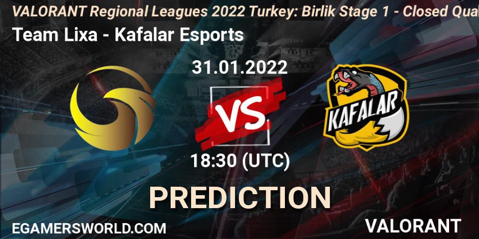 Team Lixa - Kafalar Esports: ennuste. 31.01.2022 at 17:30, VALORANT, VALORANT Regional Leagues 2022 Turkey: Birlik Stage 1 - Closed Qualifier