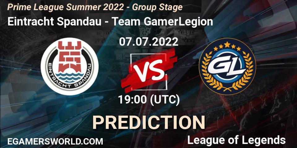 Eintracht Spandau - Team GamerLegion: ennuste. 07.07.22, LoL, Prime League Summer 2022 - Group Stage