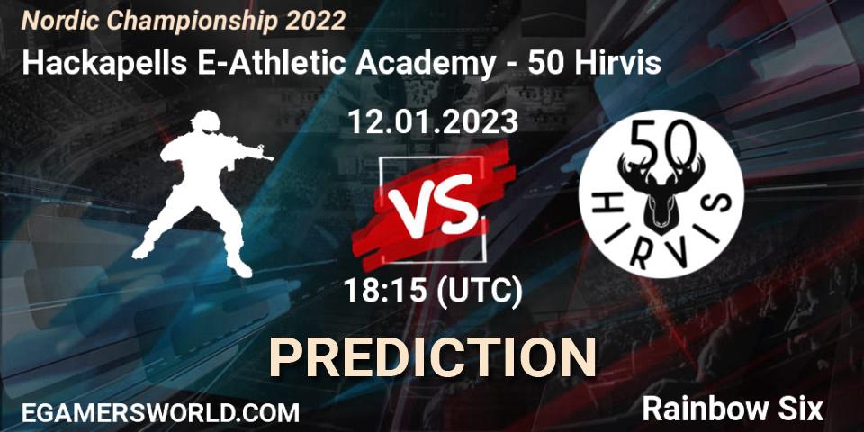 Hackapells E-Athletic Academy - 50 Hirvis: ennuste. 12.01.2023 at 18:15, Rainbow Six, Nordic Championship 2022