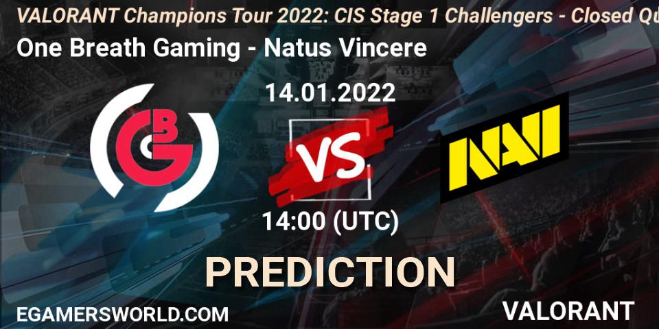 One Breath Gaming - Natus Vincere: ennuste. 14.01.2022 at 14:00, VALORANT, VCT 2022: CIS Stage 1 Challengers - Closed Qualifier 1