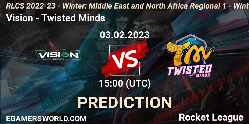 Vision - Twisted Minds: ennuste. 03.02.2023 at 15:00, Rocket League, RLCS 2022-23 - Winter: Middle East and North Africa Regional 1 - Winter Open