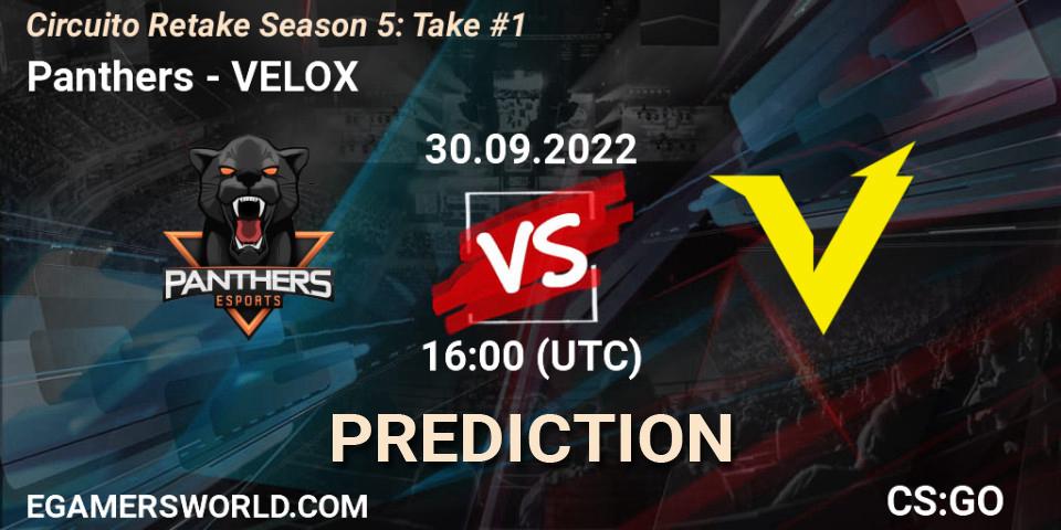 Panthers - VELOX: ennuste. 30.09.2022 at 16:00, Counter-Strike (CS2), Circuito Retake Season 5: Take #1