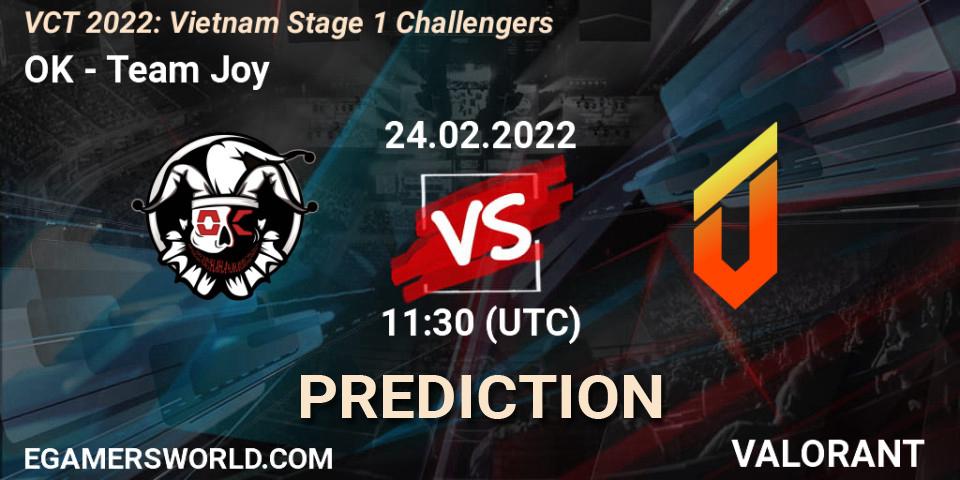 OK - Team Joy: ennuste. 24.02.2022 at 11:30, VALORANT, VCT 2022: Vietnam Stage 1 Challengers