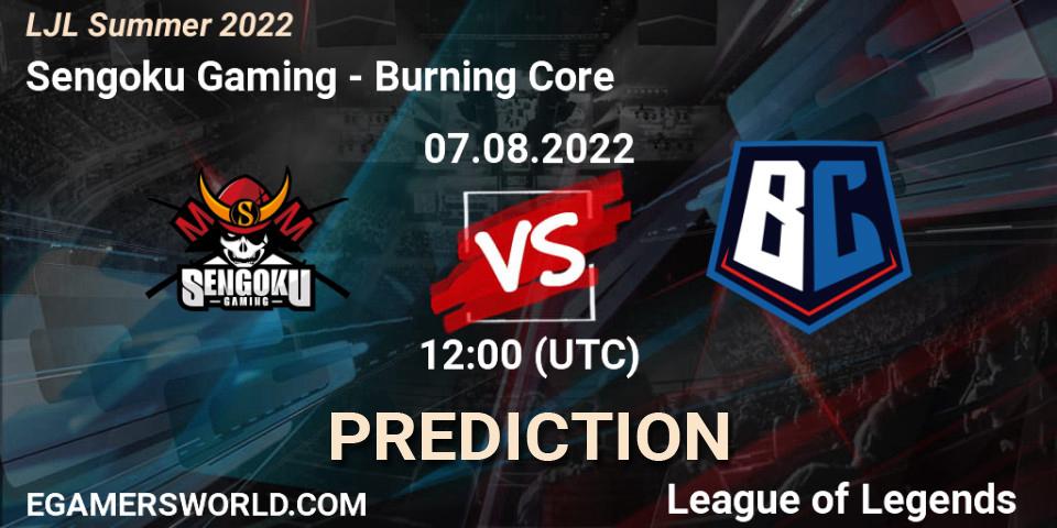Sengoku Gaming - Burning Core: ennuste. 07.08.2022 at 12:00, LoL, LJL Summer 2022