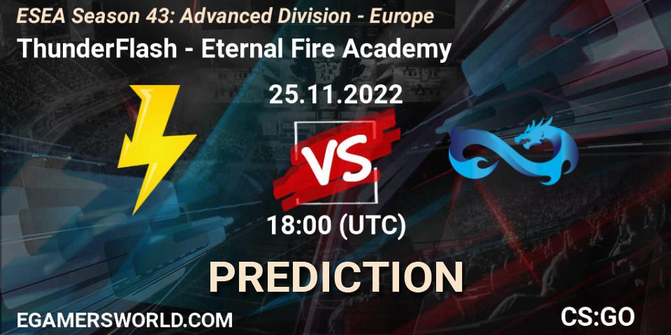 ThunderFlash - Eternal Fire Academy: ennuste. 25.11.2022 at 18:00, Counter-Strike (CS2), ESEA Season 43: Advanced Division - Europe
