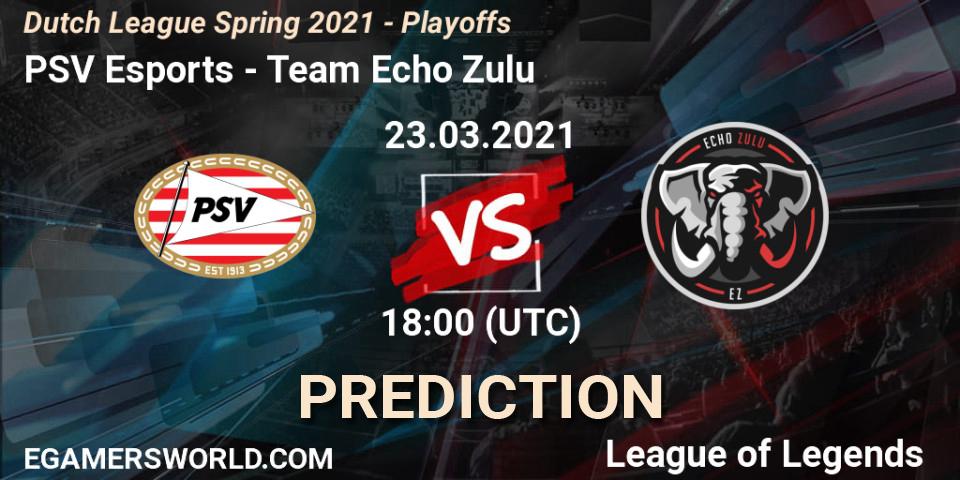 PSV Esports - Team Echo Zulu: ennuste. 23.03.2021 at 18:00, LoL, Dutch League Spring 2021 - Playoffs