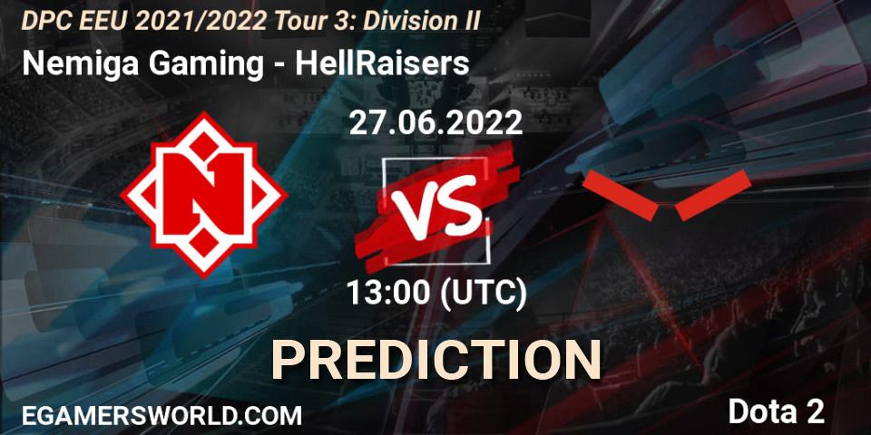 Nemiga Gaming - HellRaisers: ennuste. 27.06.22, Dota 2, DPC EEU 2021/2022 Tour 3: Division II