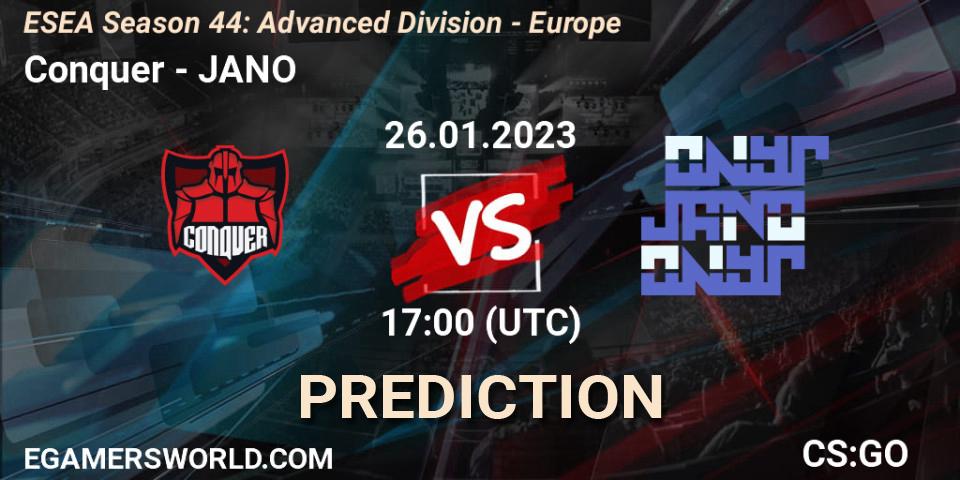 Conquer - JANO: ennuste. 26.01.23, CS2 (CS:GO), ESEA Season 44: Advanced Division - Europe