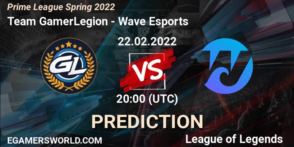 Team GamerLegion - Wave Esports: ennuste. 22.02.2022 at 20:00, LoL, Prime League Spring 2022