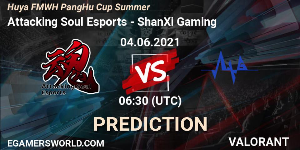 Attacking Soul Esports - ShanXi Gaming: ennuste. 04.06.2021 at 06:30, VALORANT, Huya FMWH PangHu Cup Summer