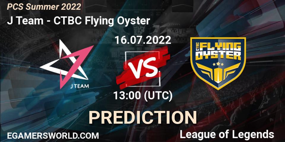 J Team - CTBC Flying Oyster: ennuste. 16.07.2022 at 12:00, LoL, PCS Summer 2022