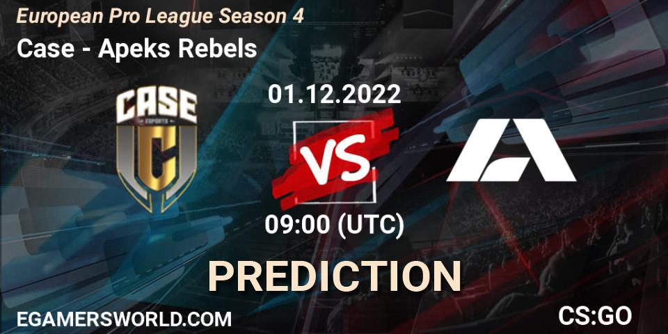 Case - Apeks Rebels: ennuste. 01.12.22, CS2 (CS:GO), European Pro League Season 4