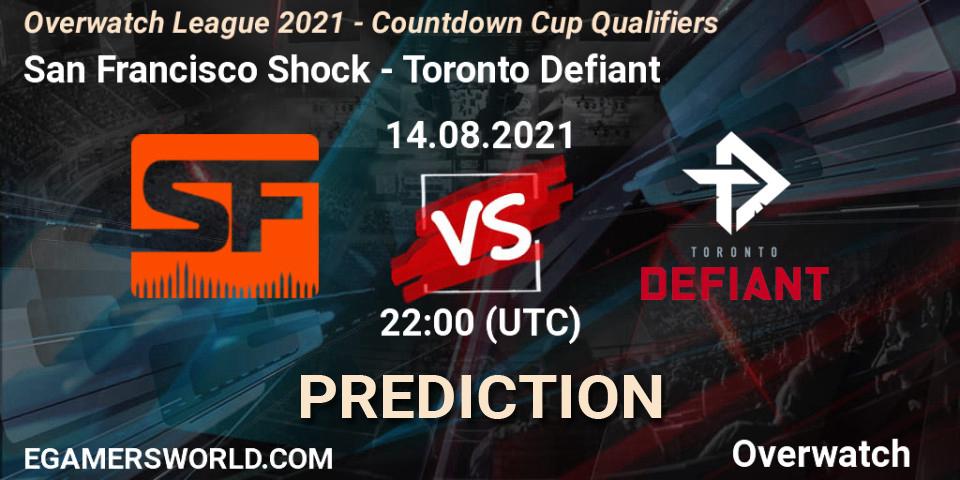 San Francisco Shock - Toronto Defiant: ennuste. 14.08.2021 at 22:00, Overwatch, Overwatch League 2021 - Countdown Cup Qualifiers