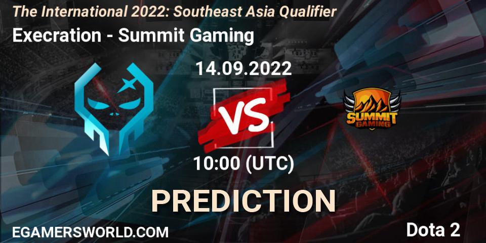 Execration - Summit Gaming: ennuste. 14.09.22, Dota 2, The International 2022: Southeast Asia Qualifier