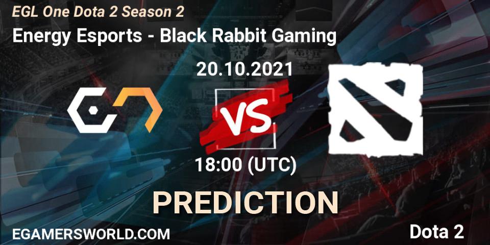 Energy Esports - Black Rabbit Gaming: ennuste. 20.10.2021 at 18:01, Dota 2, EGL One Dota 2 Season 2