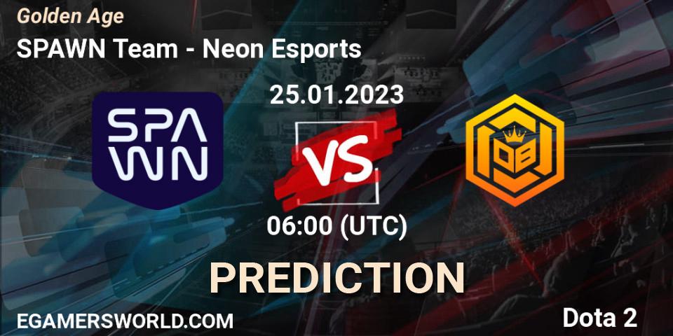 SPAWN Team - Neon Esports: ennuste. 25.01.23, Dota 2, Golden Age
