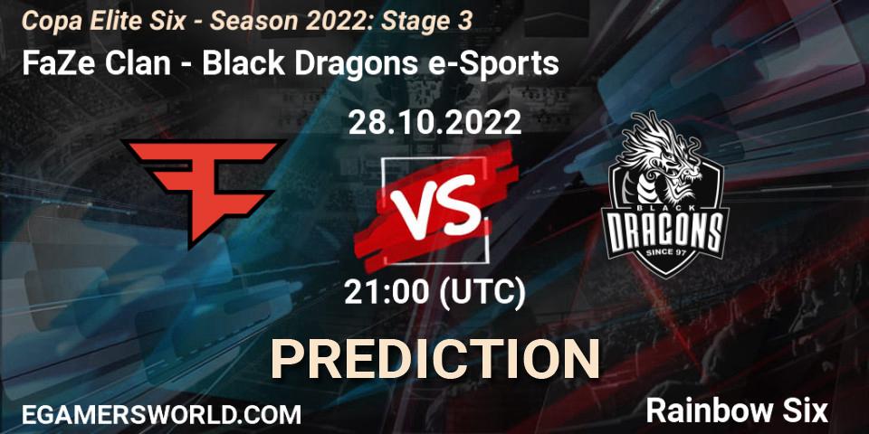 FaZe Clan - Black Dragons e-Sports: ennuste. 28.10.2022 at 21:00, Rainbow Six, Copa Elite Six - Season 2022: Stage 3