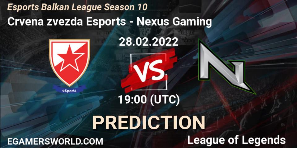 Crvena zvezda Esports - Nexus Gaming: ennuste. 28.02.2022 at 19:00, LoL, Esports Balkan League Season 10