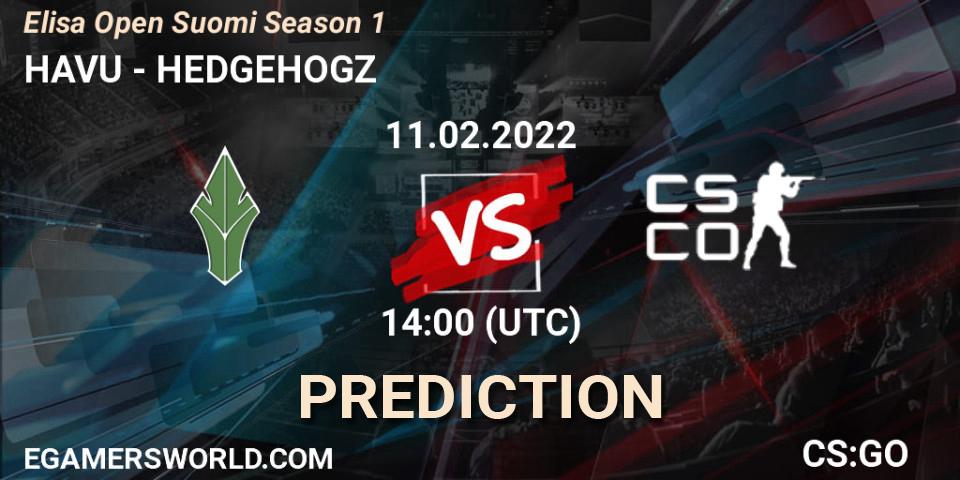 HAVU - HEDGEHOGZ: ennuste. 11.02.2022 at 14:00, Counter-Strike (CS2), Elisa Open Suomi Season 1