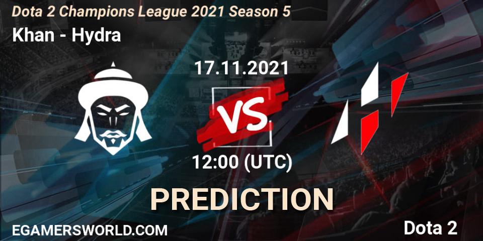 Khan - Hydra: ennuste. 17.11.2021 at 12:05, Dota 2, Dota 2 Champions League 2021 Season 5