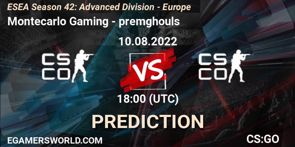 Montecarlo Gaming - premghouls: ennuste. 10.08.2022 at 18:00, Counter-Strike (CS2), ESEA Season 42: Advanced Division - Europe