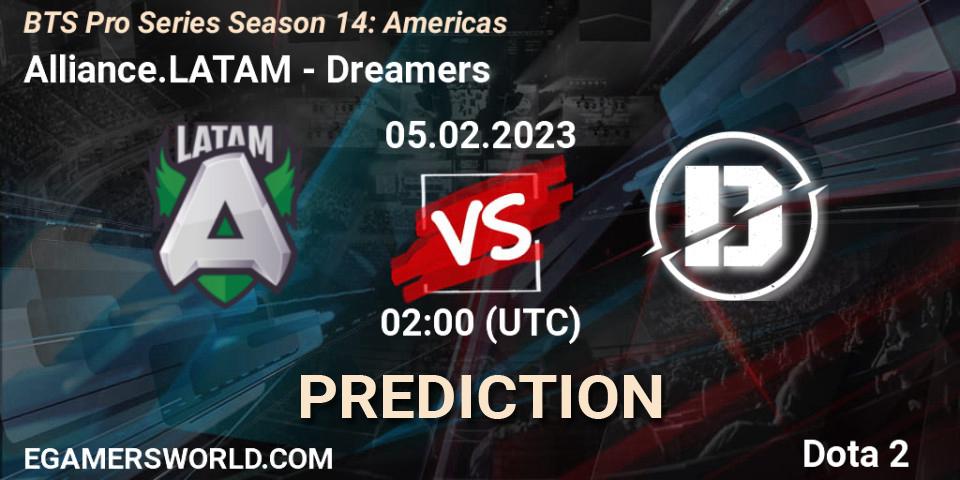 Alliance.LATAM - Dreamers: ennuste. 05.02.23, Dota 2, BTS Pro Series Season 14: Americas