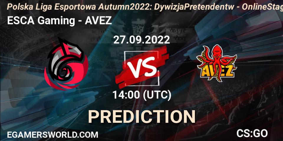 ESCA Gaming - AVEZ: ennuste. 27.09.2022 at 14:00, Counter-Strike (CS2), Polska Liga Esportowa Autumn 2022: Dywizja Pretendentów - Online Stage